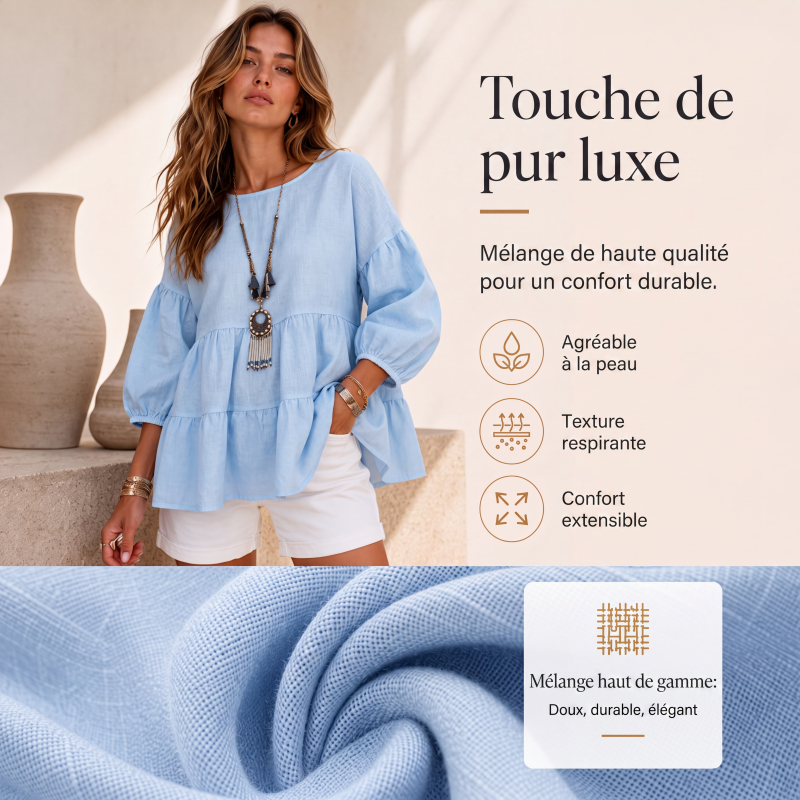 Blouse d'été à manches lanternes et volants étagés pour femme