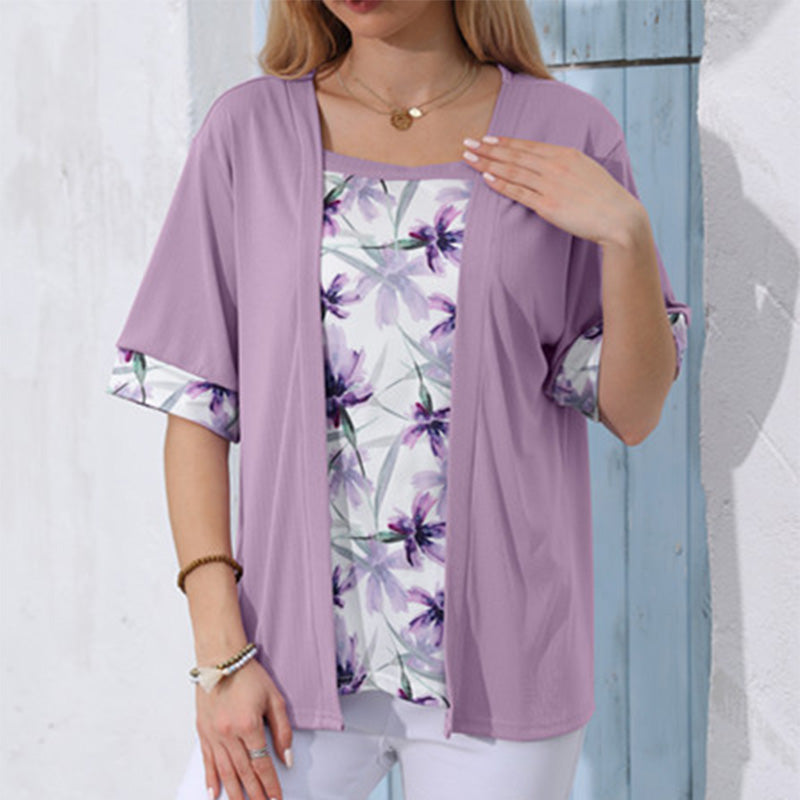Haut à imprimé floral effet 2 pièces