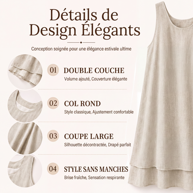 Robe sans manches double couche pour femme