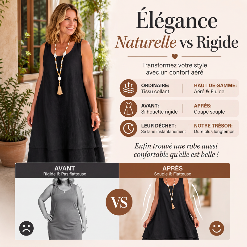 Robe sans manches double couche pour femme