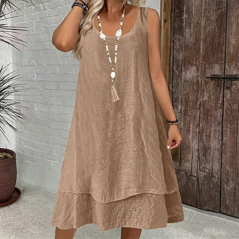 Robe sans manches double couche pour femme