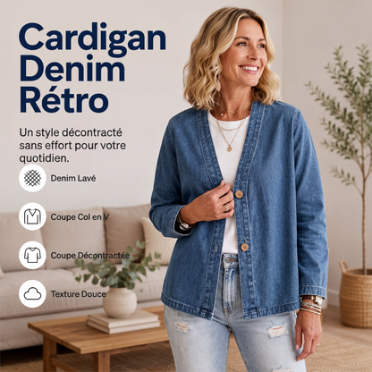 Veste cardigan décontractée sans col à boutons pour femme