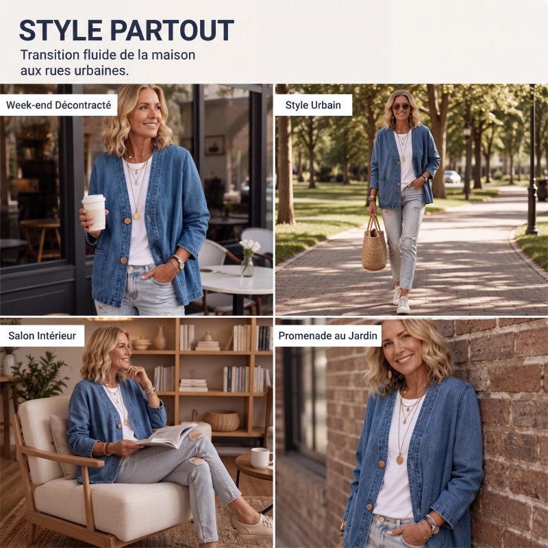 Veste cardigan décontractée sans col à boutons pour femme