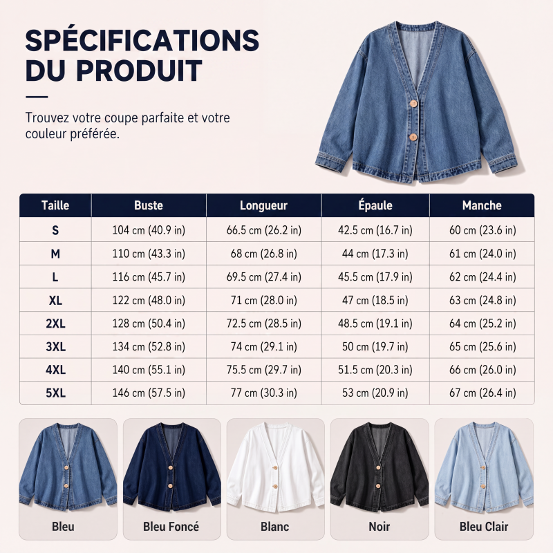 Veste cardigan décontractée sans col à boutons pour femme