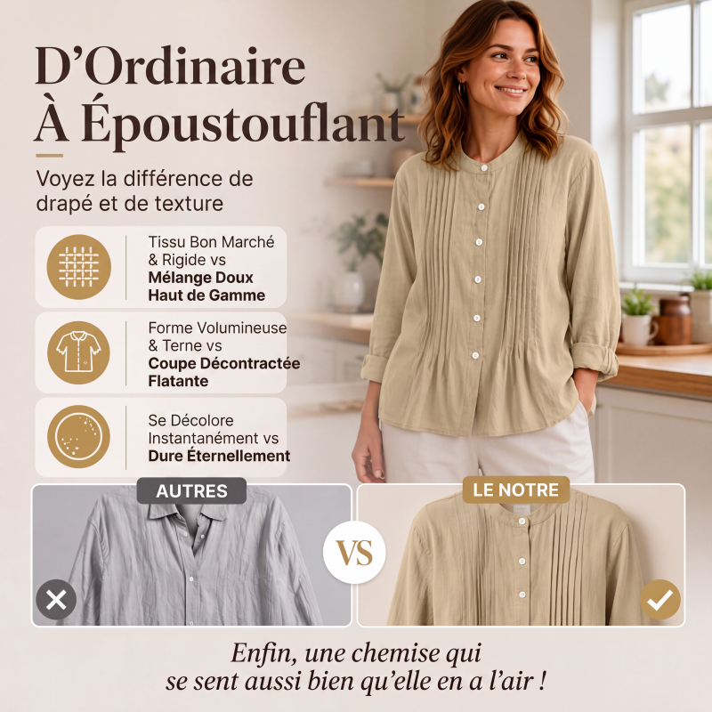 Chemise plissée décontractée à col montant pour femme