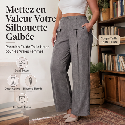 Pantalon de costume taille haute pour femme