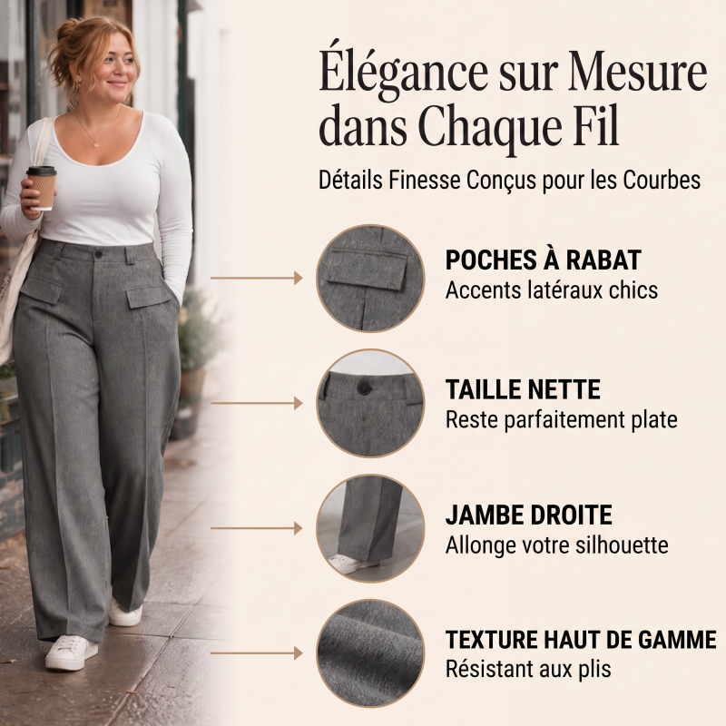 Pantalon de costume taille haute pour femme