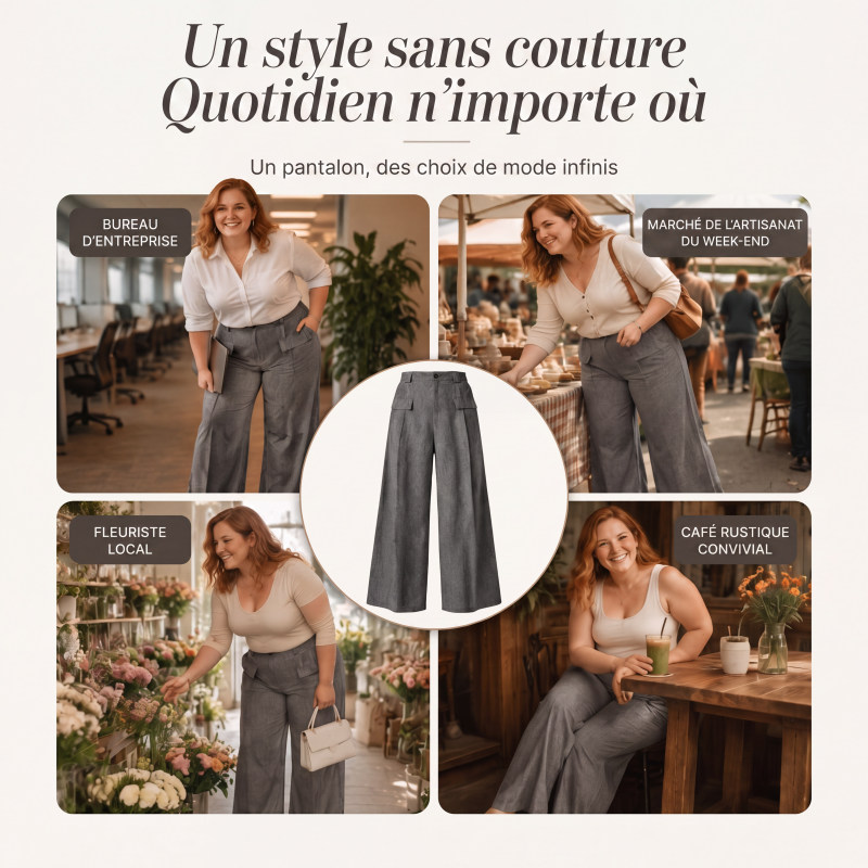 Pantalon de costume taille haute pour femme