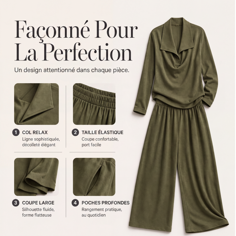 Ensemble décontracté pour femme : top à col bénitier et pantalon large