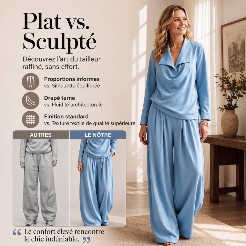 Ensemble décontracté pour femme : top à col bénitier et pantalon large
