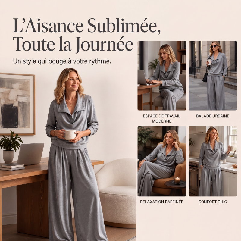 Ensemble décontracté pour femme : top à col bénitier et pantalon large