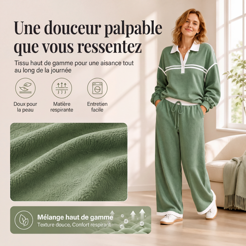 Ensemble sweat à rayures et pantalon large pour femme