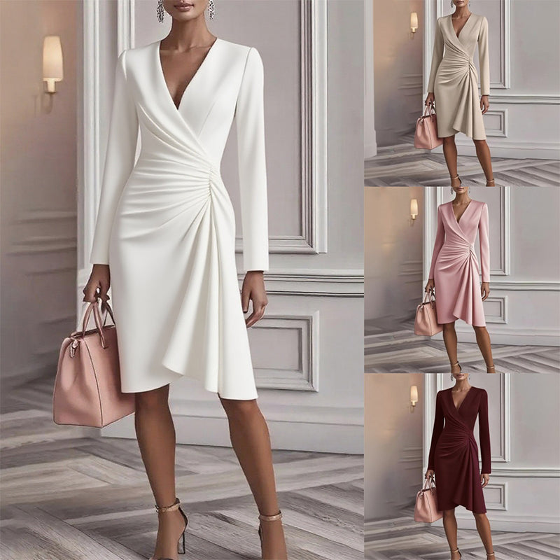 Robe à manches longues unie pour femme