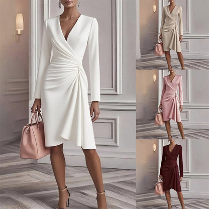 Robe à manches longues unie pour femme
