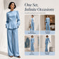 Ensemble élégant pour femme composé d'un haut à manches bouffantes et d'un pantalon à jambes larges