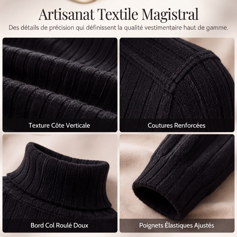 Robe pull pour femme à col roulé côtelé et manches longues