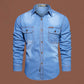 🔥‑56%👔 Chemise en Jean Homme Manches Longues, Modèle Décontracté avec Deux Poches Poitrine🤍 Style Utilitaire Intemporel !