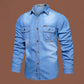 🔥‑56%👔 Chemise en Jean Homme Manches Longues, Modèle Décontracté avec Deux Poches Poitrine🤍 Style Utilitaire Intemporel !