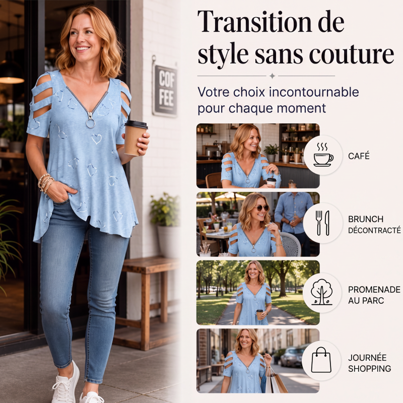 T-shirt à épaules dénudées pour femme