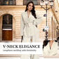 Ensemble 2 pièces pour femme : haut élégant à col en V et pantalon à jambes larges