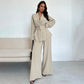 Ensemble 2 pièces pour femme : haut élégant à col en V et pantalon à jambes larges