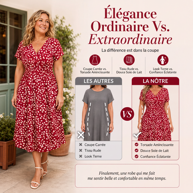 Robe élégante à col en V et imprimé floral pour femme