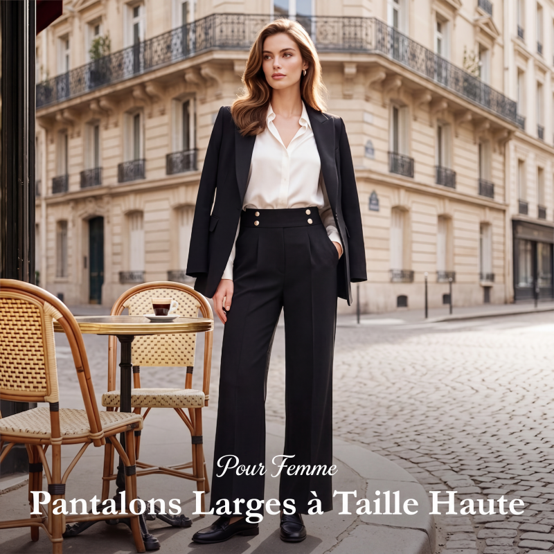 Pantalon taille haute large pour femmes