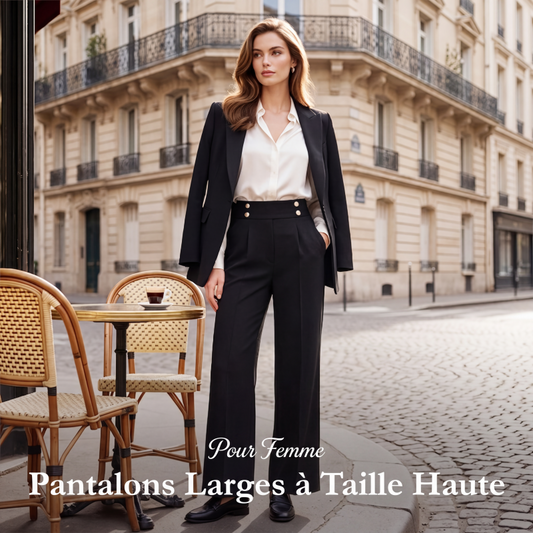 Pantalon taille haute large pour femmes
