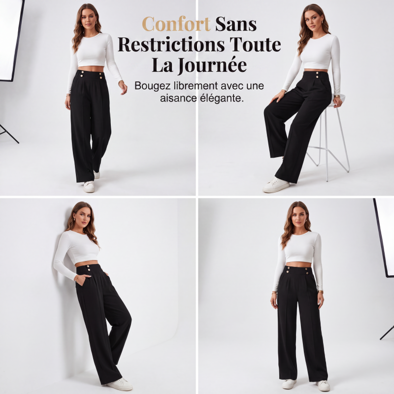 Pantalon taille haute large pour femmes