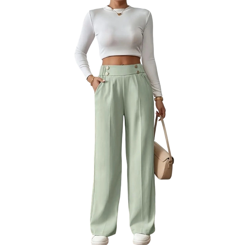 Pantalon taille haute large pour femmes