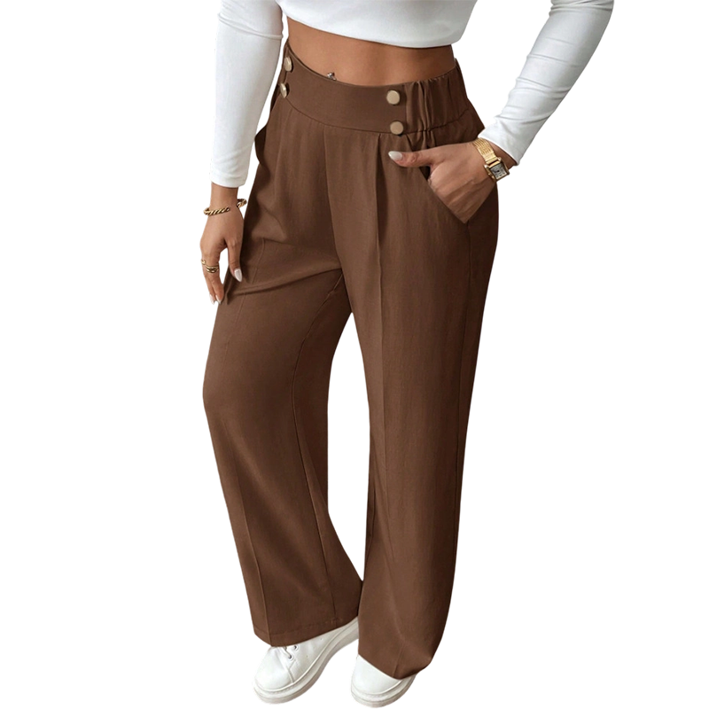 Pantalon taille haute large pour femmes