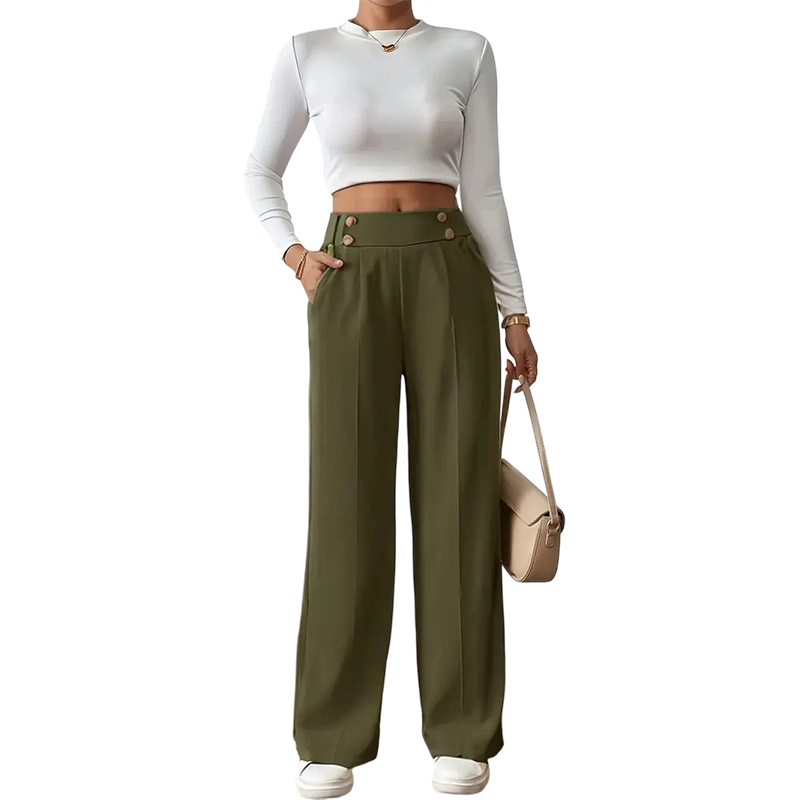 Pantalon taille haute large pour femmes