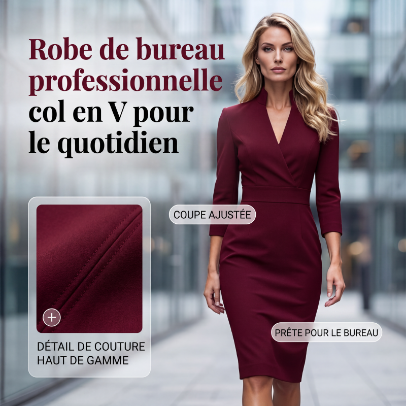 Robe moulante élégante à col montant et col V