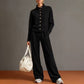 Ensemble pour femme composé d'un cardigan boutonné et d'un pantalon à jambes larges