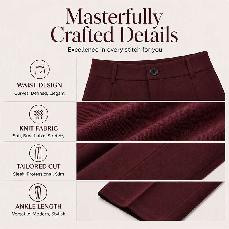 Pantalon de costume court à taille haute pour femme