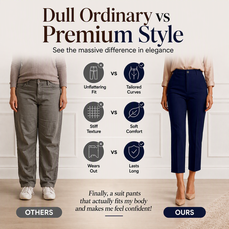 Pantalon de costume court à taille haute pour femme