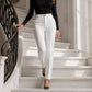 Pantalon de costume court à taille haute pour femme