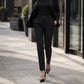 Pantalon de costume court à taille haute pour femme