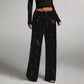 Pantalon droit à taille élastiquée pour femme