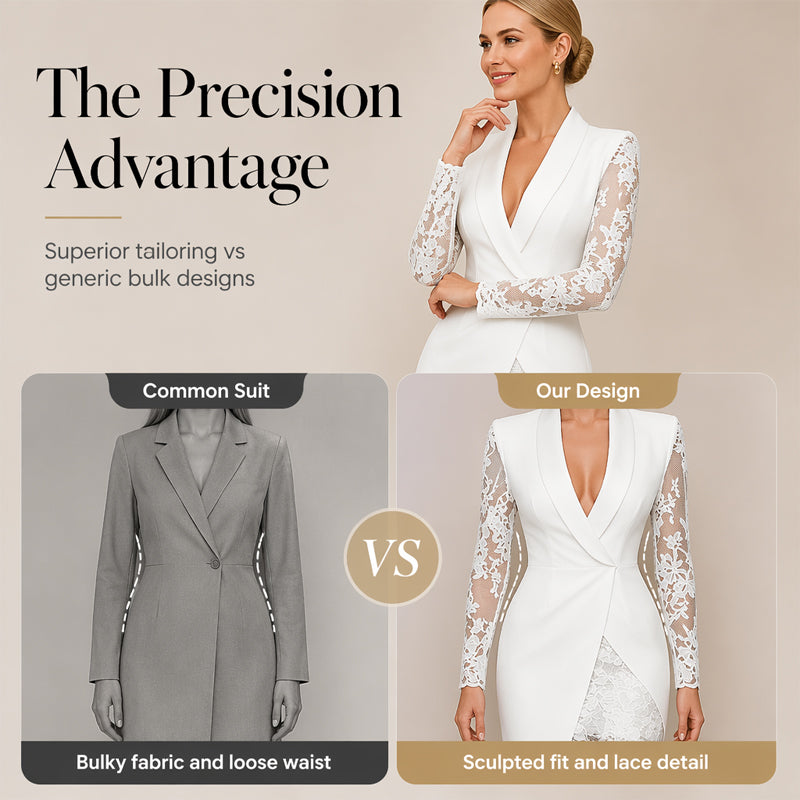 Robe moulante élégante à col en V et manches en dentelle pour femme