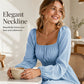 ⌛Offre à durée limitée - Robe A-line à encolure carrée et smocks pour femme
