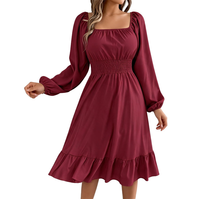 ⌛Offre à durée limitée - Robe A-line à encolure carrée et smocks pour femme