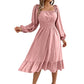 ⌛Offre à durée limitée - Robe A-line à encolure carrée et smocks pour femme