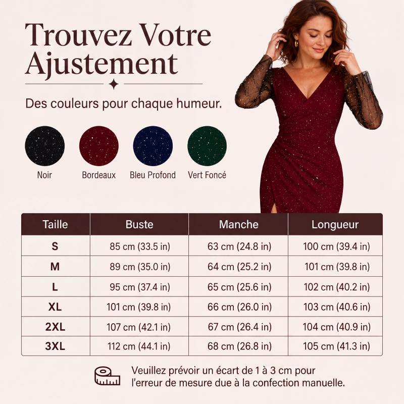 Robe moulante pailletée pour femme avec manches en résille