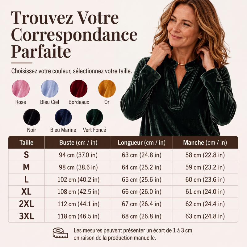 Haut élégant en velours à col V pour femme