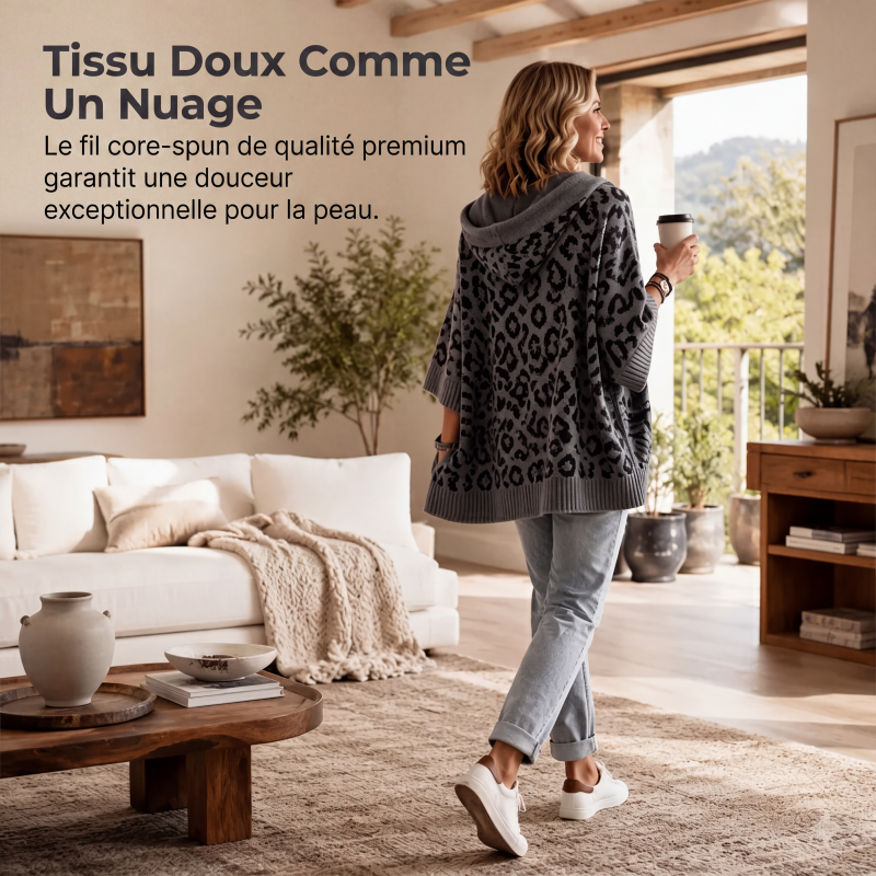 Hoodie en maille à imprimé léopard pour femme