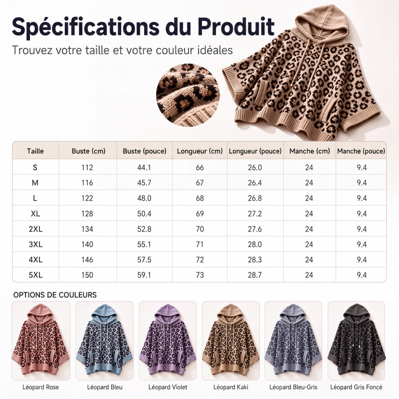 Hoodie en maille à imprimé léopard pour femme