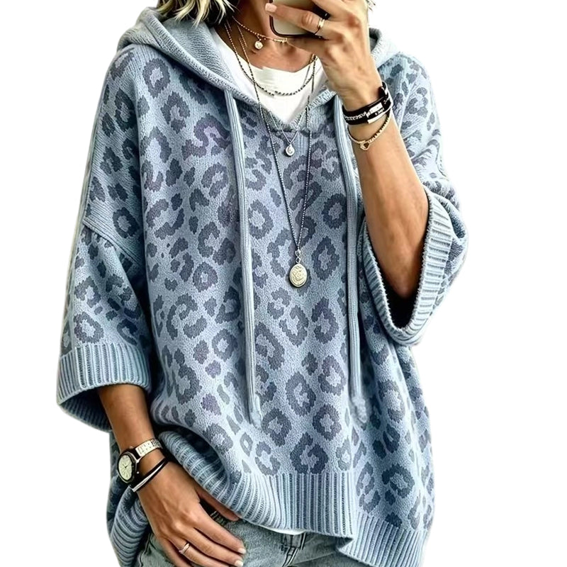 Hoodie en maille à imprimé léopard pour femme