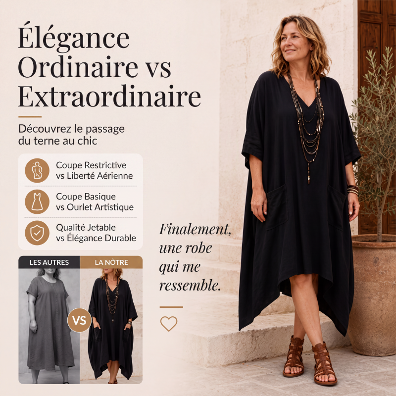 Robe asymétrique ample à col V pour femme