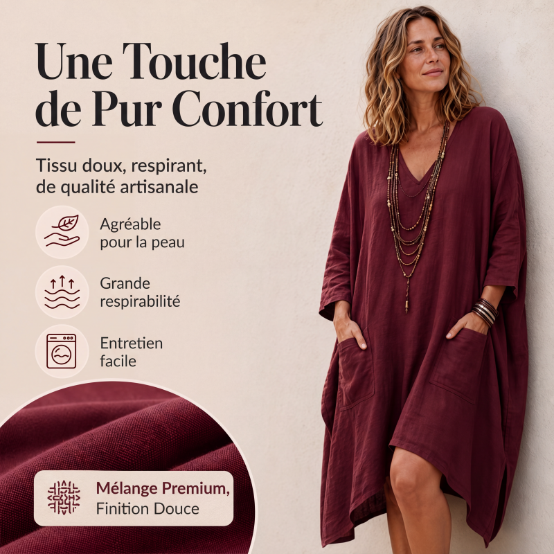 Robe asymétrique ample à col V pour femme